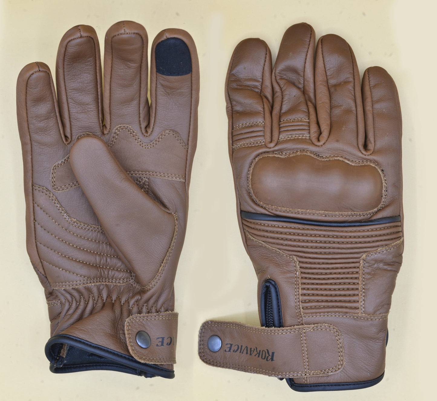 Classic - Genuine Leather Motorbike Gloves - Prime Quality Leather - 3D Protection- Touch screen compatible
