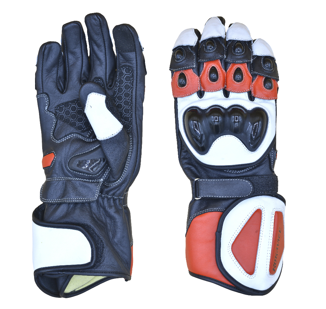 Master - Genuine Leather Motorbike Gloves - Prime Quality Leather - 3D Protection- Touch screen compatible