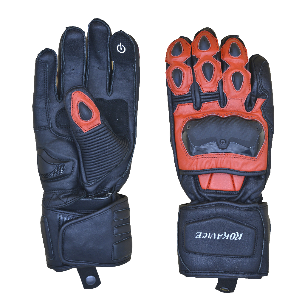 Prime - Genuine Leather Motorbike Gloves - Prime Quality Leather - 3D Protection- Touch screen compatible