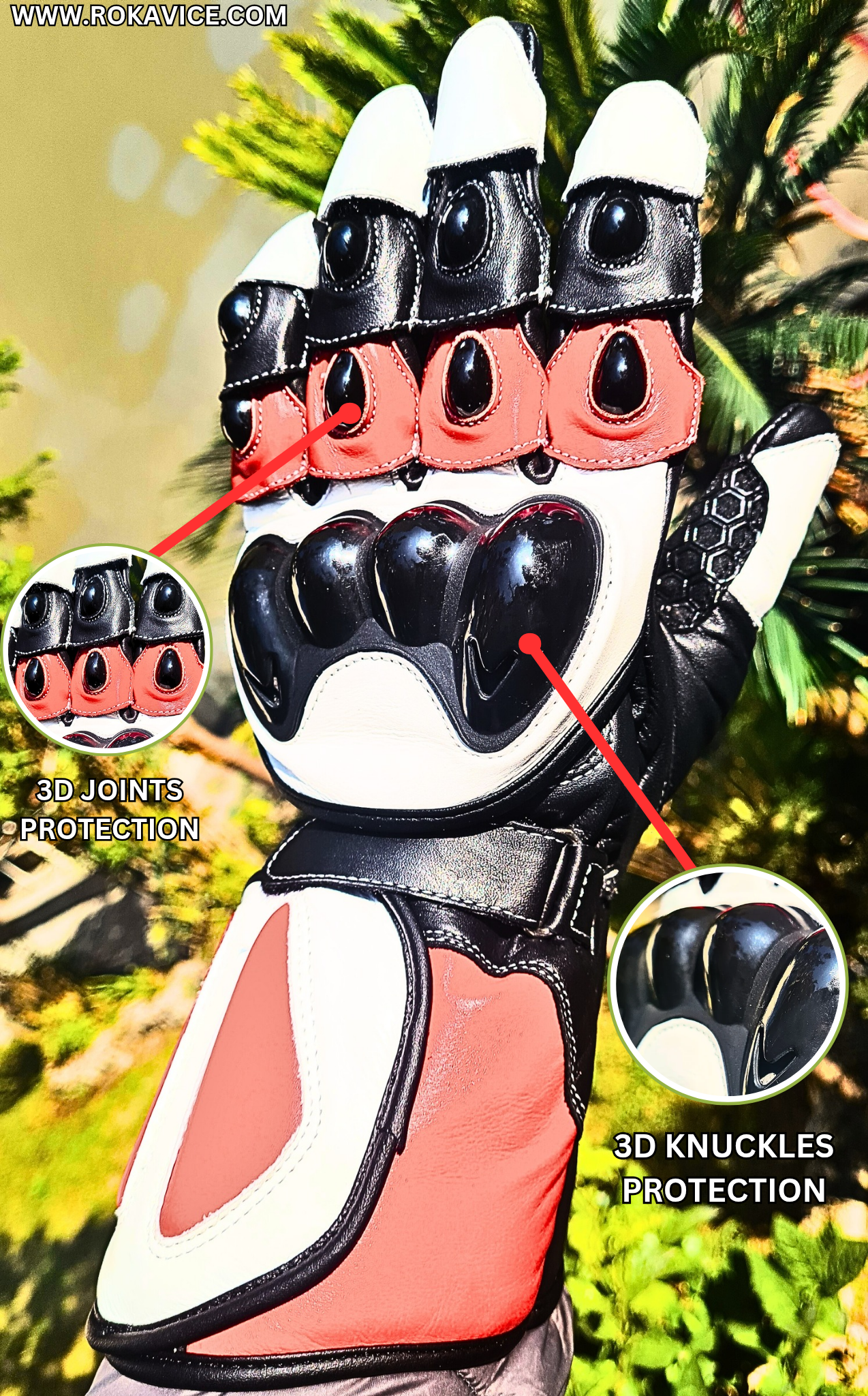 Master - Genuine Leather Motorbike Gloves - Prime Quality Leather - 3D Protection- Touch screen compatible