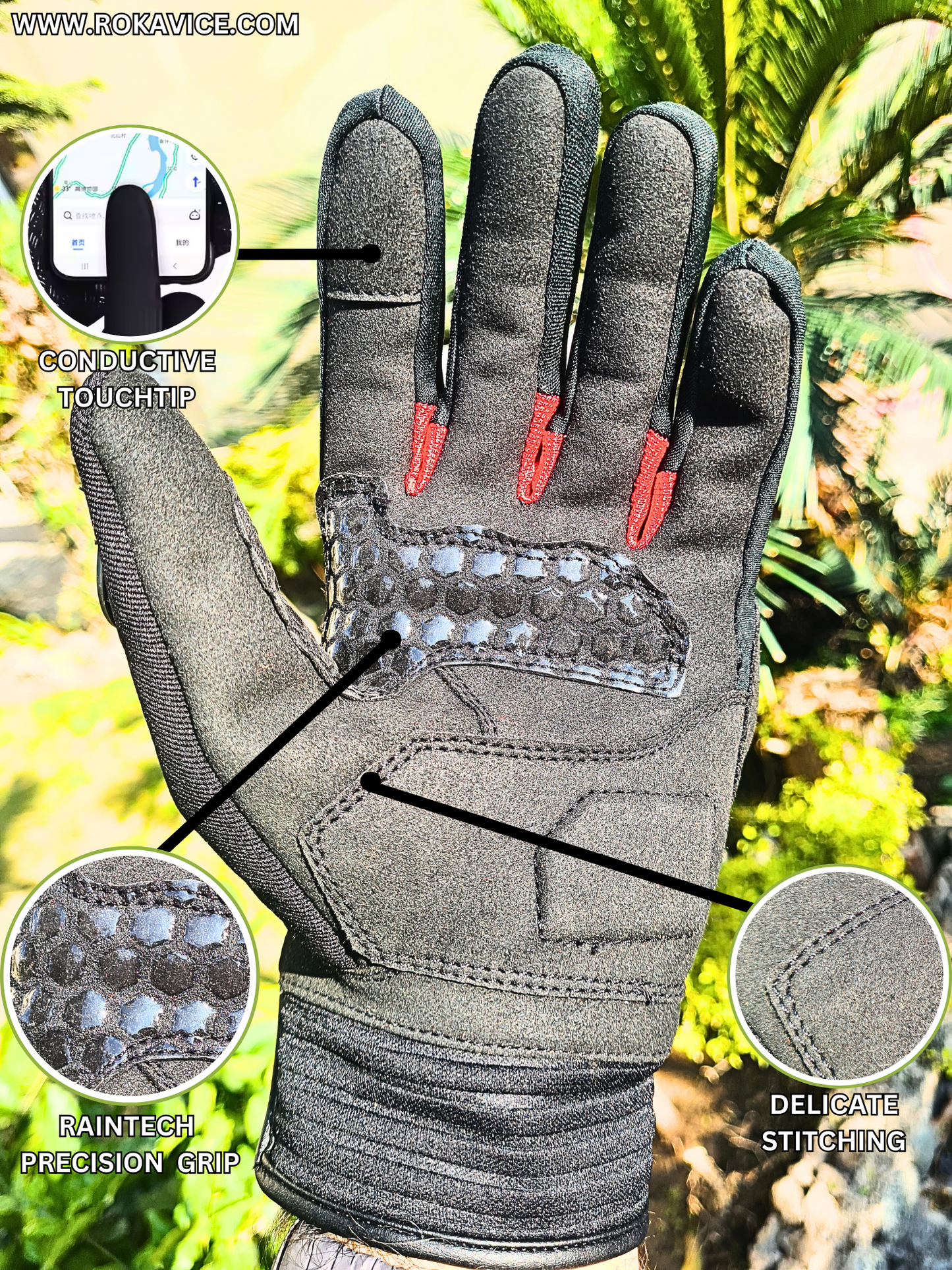 Smart - Genuine Leather Motorbike Gloves - Prime Quality Leather - 3D Protection- Touch screen compatible.