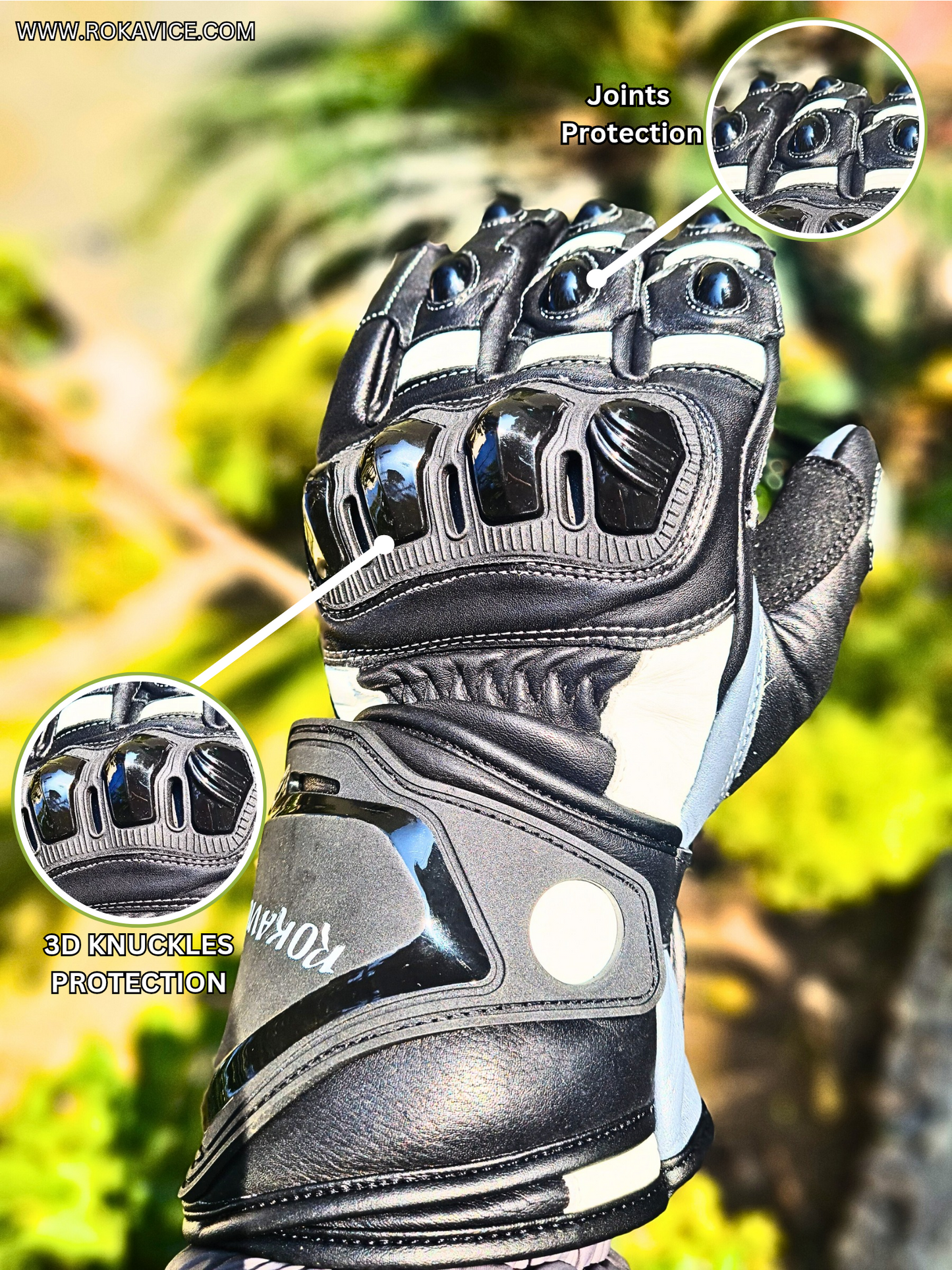 SUPER Genuine Leather Motorbike Gloves - Prime Quality Leather. 3D Protection- Touch screen compatible.