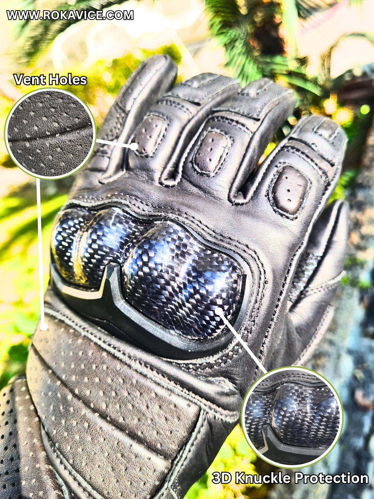 Mr. Black - Genuine Leather Motorbike Gloves - Prime Quality Leather - 3D Protection- Touch screen compatible