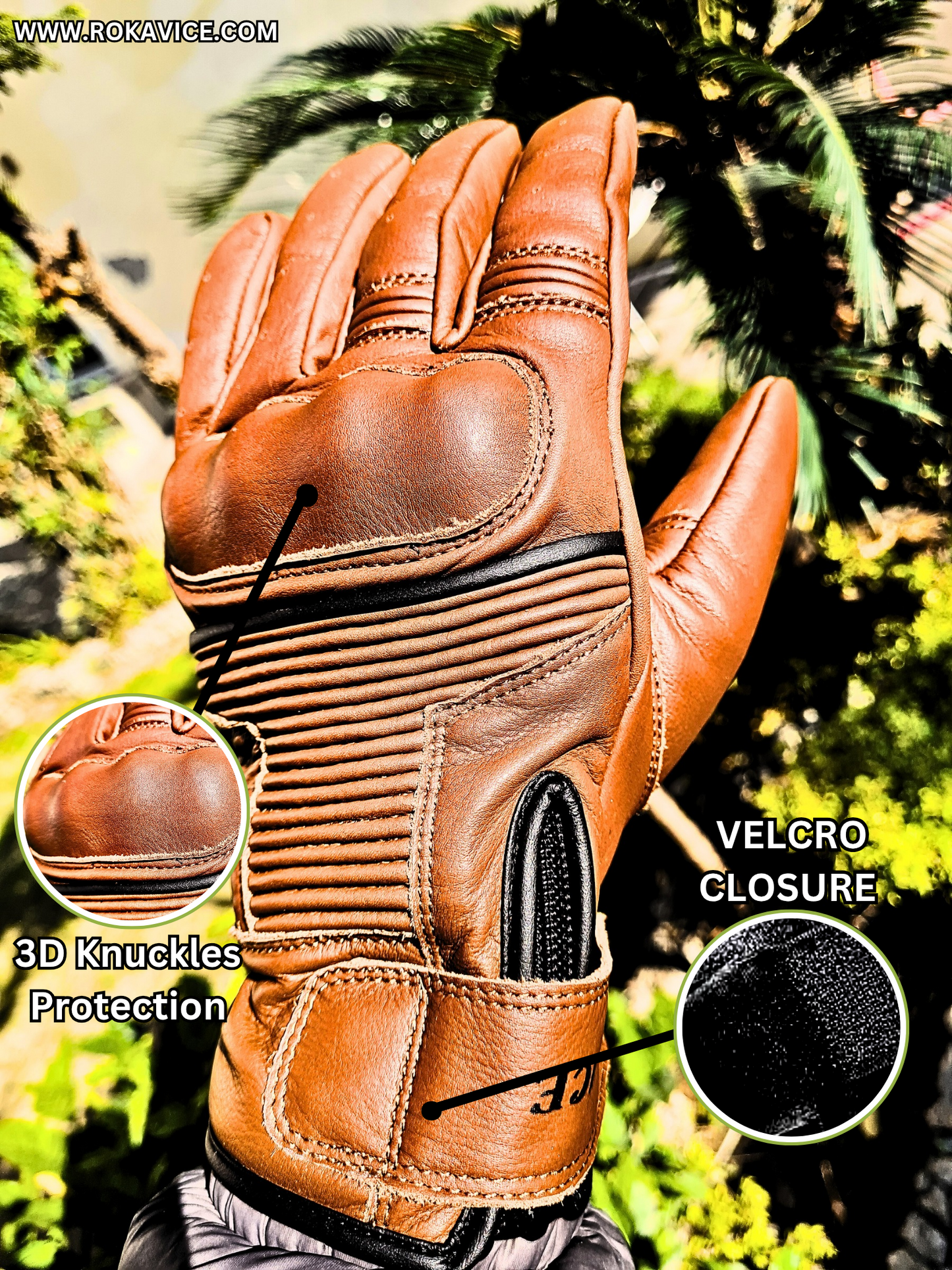 Classic - Genuine Leather Motorbike Gloves - Prime Quality Leather - 3D Protection- Touch screen compatible