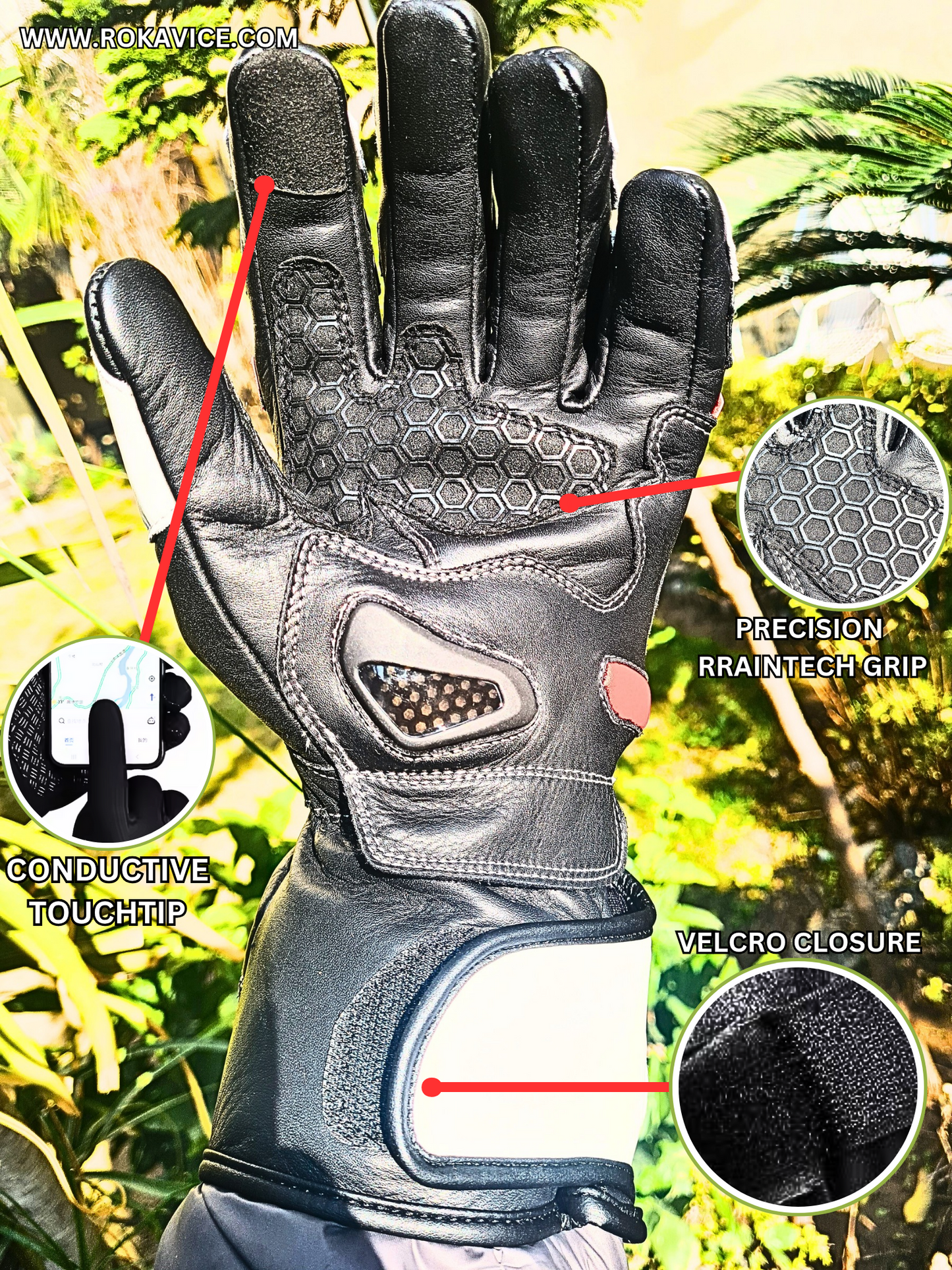 Master - Genuine Leather Motorbike Gloves - Prime Quality Leather - 3D Protection- Touch screen compatible