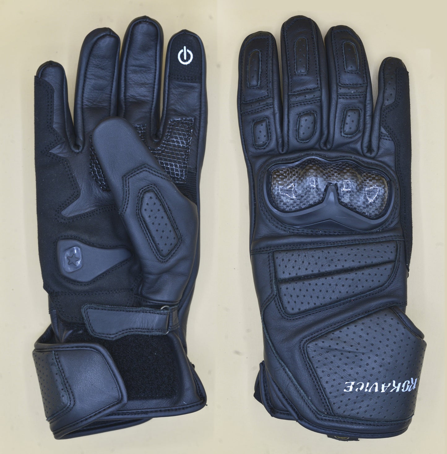 Mr. Black - Genuine Leather Motorbike Gloves - Prime Quality Leather - 3D Protection- Touch screen compatible