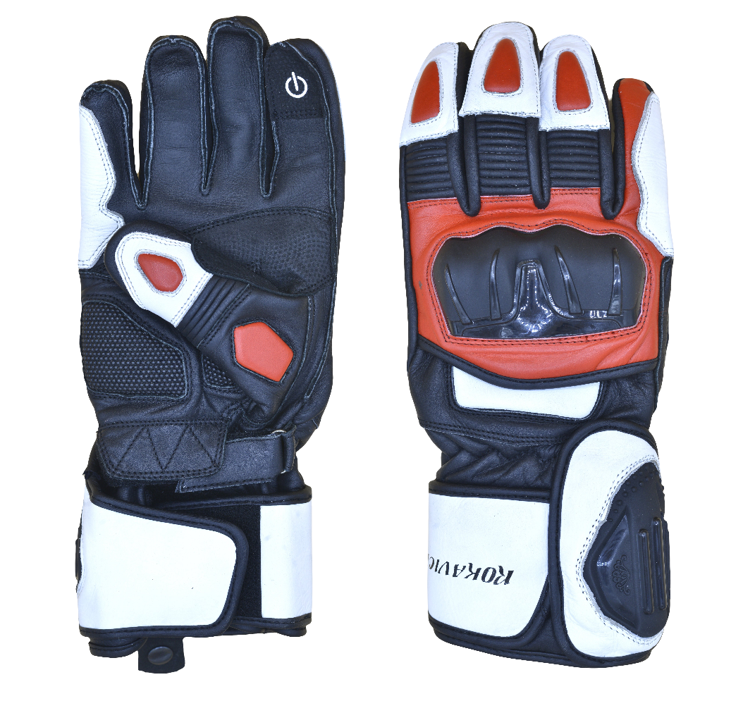 Rocky - Genuine Leather Motorbike Gloves - Prime Quality Leather - 3D Protection- Touch screen compatible