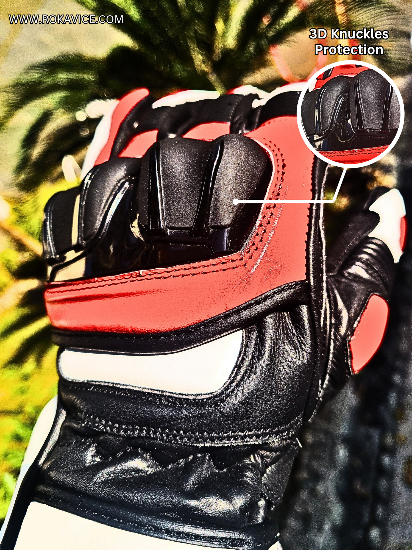 Rocky - Genuine Leather Motorbike Gloves - Prime Quality Leather - 3D Protection- Touch screen compatible